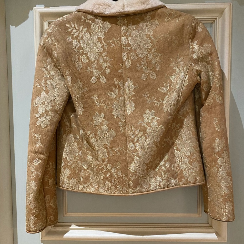 Cropped Valentino Fur Lined Lace Coat View 4